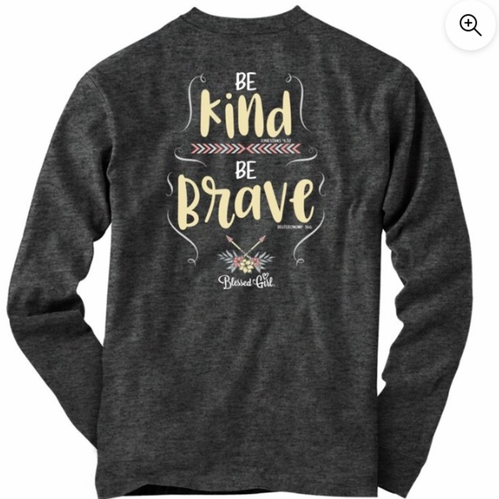 NWT Blessed Girl Womens Long Sleeve T-Shirt - Be Kind Chevrons - Black Heather